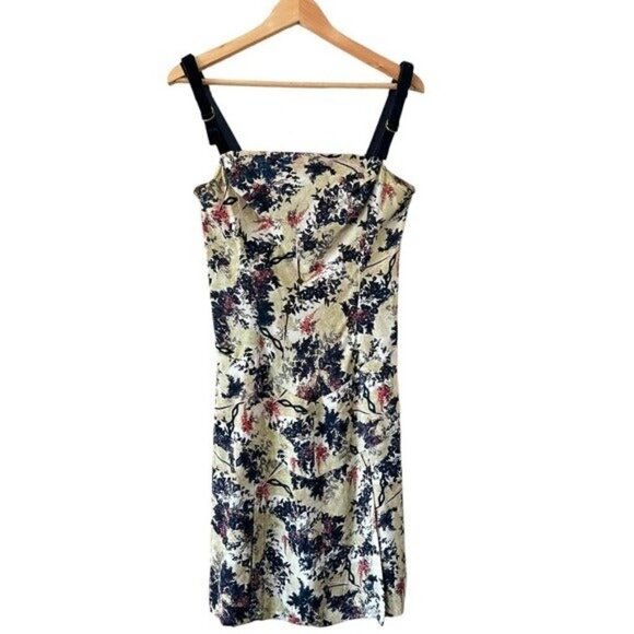 DIANE VON FURSTENBERG Floral Silk Sleeveless Mini Dress Velvet Bow Straps Size 6 - Picture 8 of 13